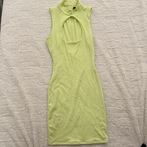 Naked Wardrobe Lime Green Keyhole Dress